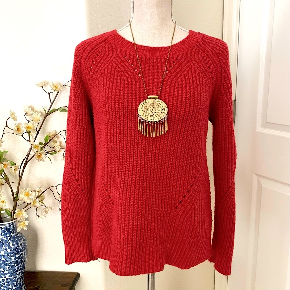 LUCKY 🍀 BRAND pullover pointelle sweater - Picture 2 of 12